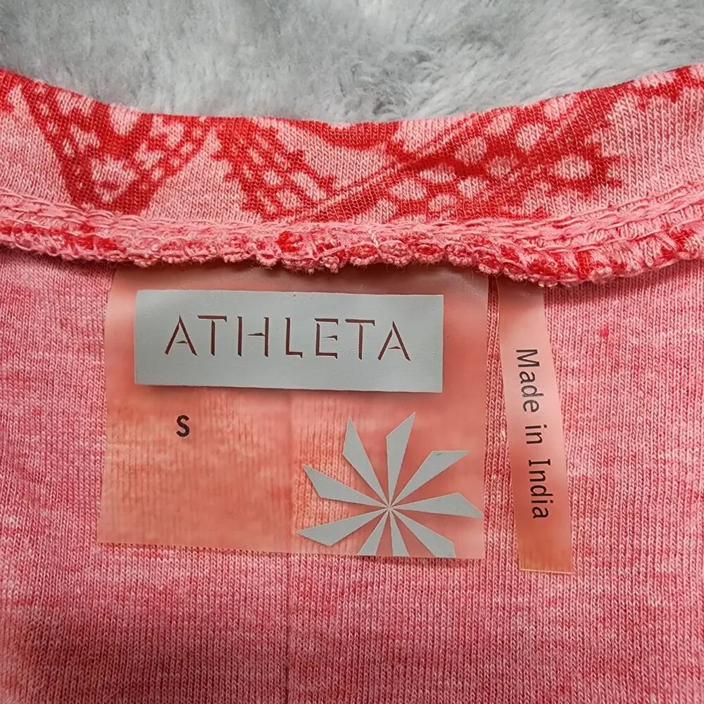 Athleta Dress Womens S Pink Burnout Vyasa Sleeveless Double Layer Tie Waist Airy